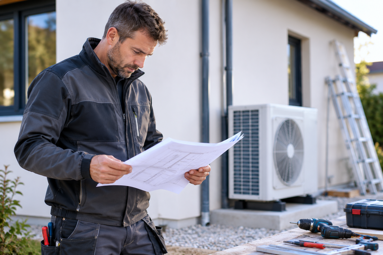 Installateur certifié RGE au travail sur un chantier de rénovation