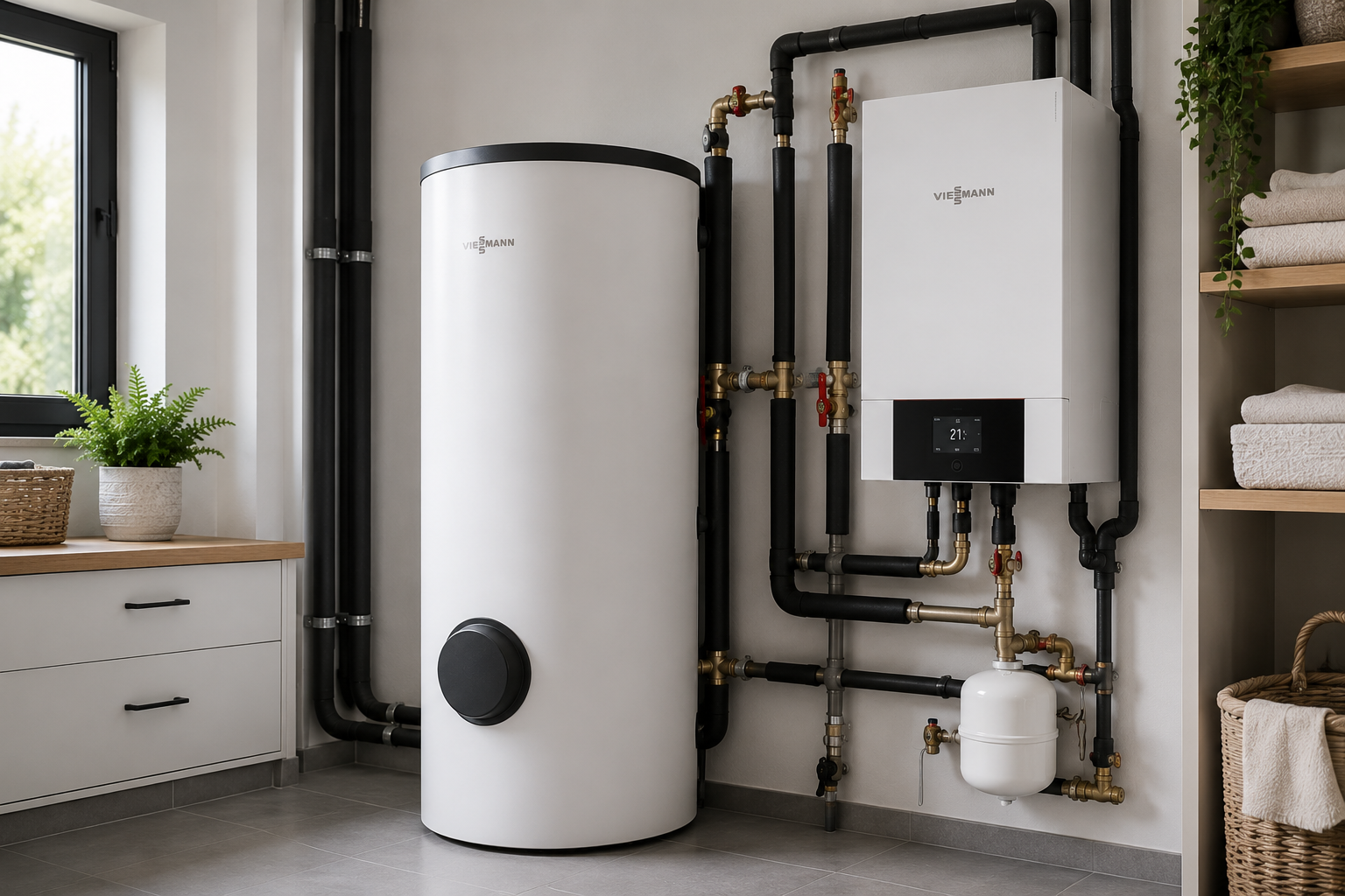 Module intérieur d'une pompe à chaleur air-eau raccordé par un installateur RGE